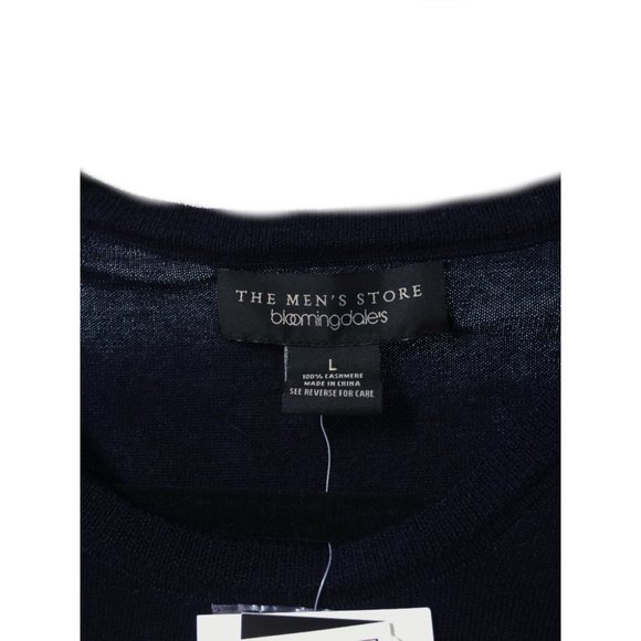 HOLD Bloomingdale's Cashmere CREWNECK Sweater Navy L - Picture 5 of 5